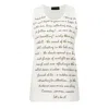 Conquista Women's Neutrals Literary Script Sleeveless Tank Top In White