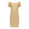 Conquista Women's Neutrals Off-shoulder Ribbed Dress - Beige, One Size In Beige