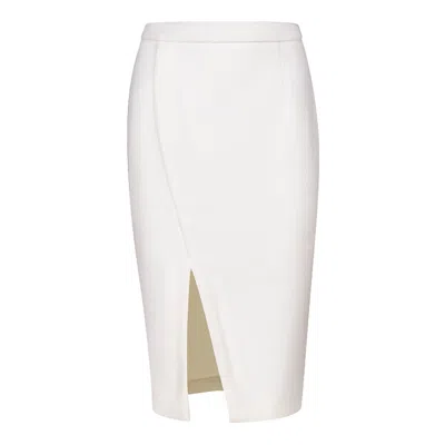 Conquista Women's Neutrals Off White Faux Mouflon Pencil Skirt