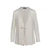 Conquista Women's Neutrals Open Front Linen Cardigan