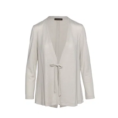 Conquista Women's Neutrals Open Front Linen Cardigan In White