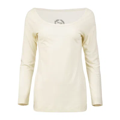 Conquista Women's Neutrals Organic Elegance Cream Crepe Top With Wide Neckline In White