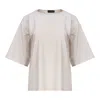 Conquista Women's Neutrals Oversized Jacquard Cotton-blend T-shirt With Elbow-length Sleeves In Beige