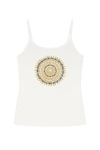 Conquista Women's Neutrals Printed Spaghetti Top In Ecru In Sand