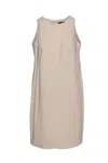 CONQUISTA WOMEN'S NEUTRALS SAND COLOUR COTTON SACK DRESS