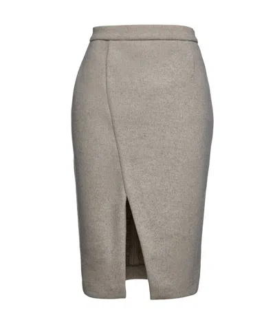 Conquista Women's Neutrals Sand Colour Mouflon Pencil Skirt In Gray