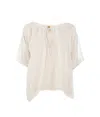 Conquista Women's Neutrals Sheer Boho Top Sand