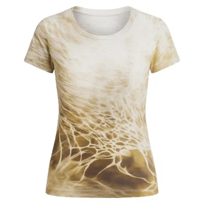Conquista Women's Neutrals Short Sleeve Animal Print Top By  In White