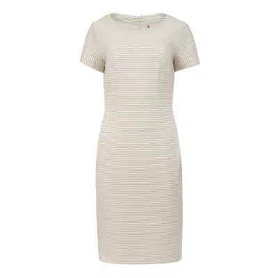 Conquista Women's Neutrals Short Sleeve Fitted Dress In White