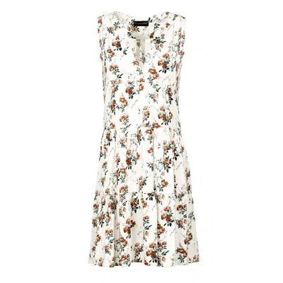 Conquista Women's Neutrals Sleeveless Ecru Floral A Line Dress In Beige