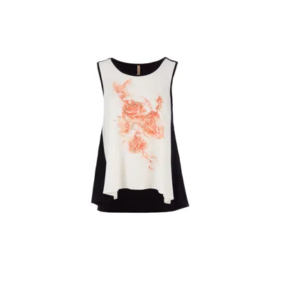 Conquista Women's Neutrals Sleeveless Print Detail Ecru Top In Beige
