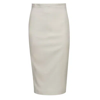 Conquista Women's Neutrals Sophisticated Ivory Gabardine Pencil Skirt With Cotton Blend In White