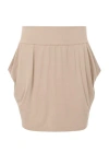 Conquista Women's Neutrals Stretch Jersey Tulip Mini Skirt With Side Pockets & Wide Waistband In Brown