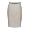 Conquista Women's Neutrals Tailored Pencil Skirt With Contrast Waistband - Beige In Beige