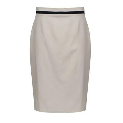 Conquista Women's Neutrals Tailored Pencil Skirt With Contrast Waistband - Beige