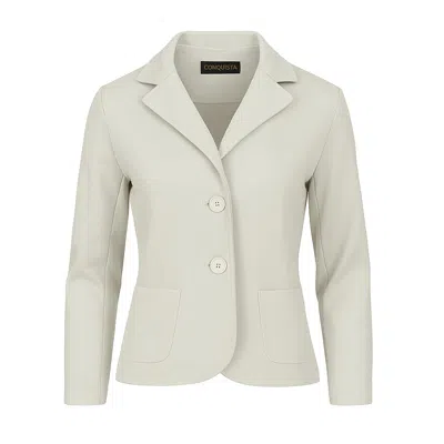 Conquista Women's Neutrals Tailored Stretch Gabardine Blazer – Cotton Viscose Blend