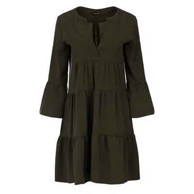 Conquista Women's Neutrals Tencel Gathered Seams Dress Khaki In Yellow