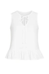 Conquista Women's Neutrals Tie Detail Poplin Top In White