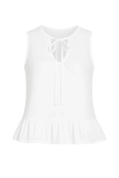 Conquista Women's Neutrals Tie Detail Poplin Top In White