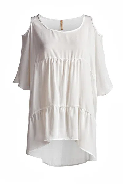 Conquista Women's Neutrals Tunic With Uneven Hemline In White