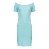 Conquista Women's Off-shoulder Ribbed Dress - Aqua Blue, One Size In Blue