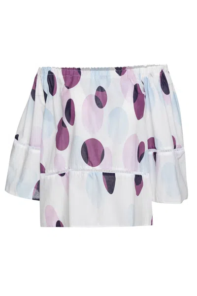 Conquista Women's Off The Shoulder Print Top In Beige