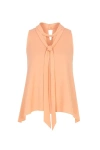 Conquista Women's Orange Chic Apricot Draped Neckline Sleeveless Blouse In Orange