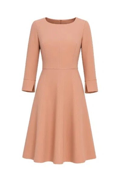 Conquista Women's Orange Cloche Style Dress In Crepe Fabric