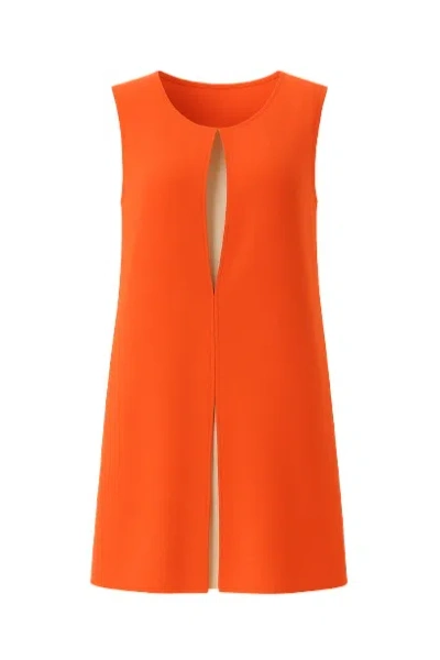 Conquista Women's Orange Inverse Pleat Detail Shift Dress