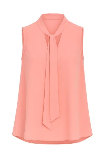Conquista Women's Orange Peach Sleeveless Tie Detail Top