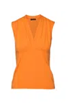 Conquista Women's Yellow / Orange Orange Faux Wrap Sleeveless Top In Orange
