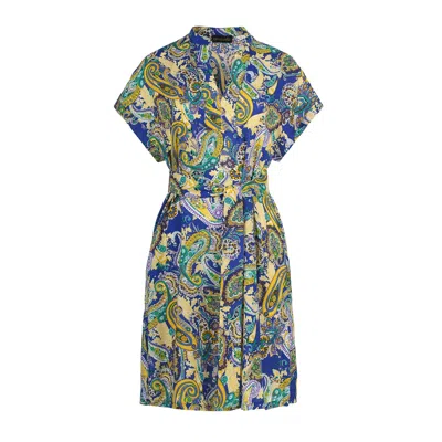 Conquista Women's Paisley Print Dress With Slits In Orange
