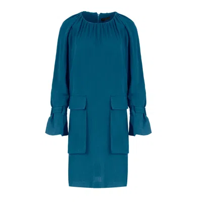 Conquista Women's Petrol Blue Pocket Detail Tencel Dress