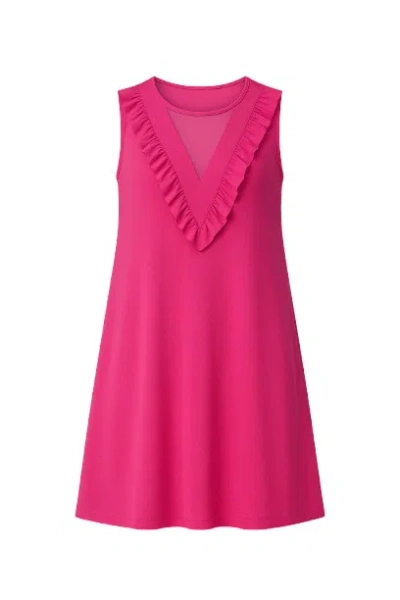 Conquista Women's Pink Dress With Tulle & Frill Detail