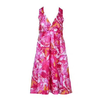 Conquista Women's Pink Floral Cotton Voile A-line Dress