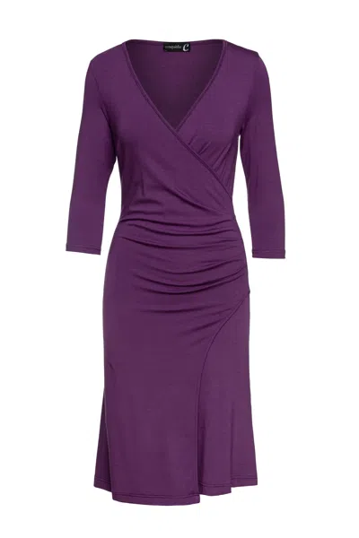 Conquista Women's Pink / Purple Aubergine Faux Wrap Dress In Pink/purple