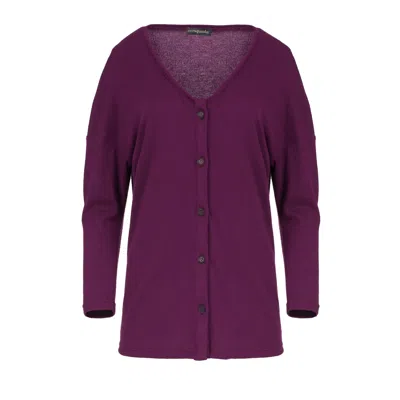 Conquista Women's Pink / Purple Aubergine Knit Button Cardigan In Pink/purple