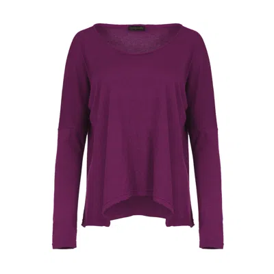 Conquista Women's Pink / Purple Aubergine Knit Top With Batwing Style Sleeves In Pink/purple