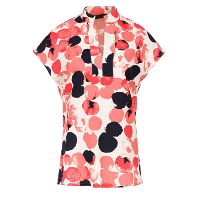 Conquista Women's Pink / Purple / Black Apricot Print Linen Style Sleeveless Top In Pink/purple/black