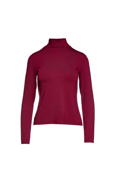 CONQUISTA WOMEN'S RED BURGUNDY TURTLE NECK TOP BY CONQUISTA