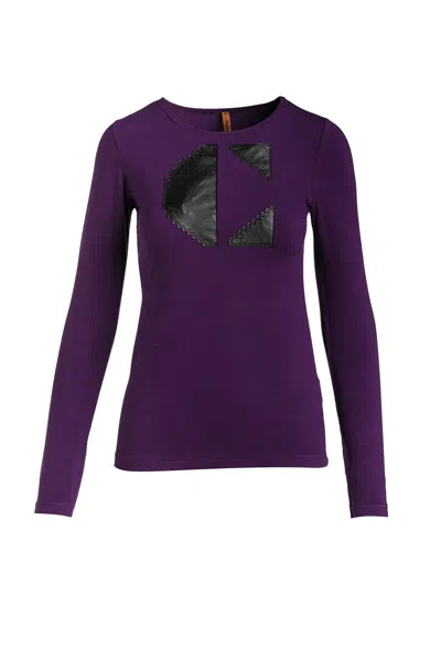 Conquista Women's Pink / Purple C' Logo Long Sleeve Top Aubergin In Pink/purple