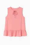 Conquista Women's Pink / Purple  Pink Sleeveless Summer Top With A Wide Double Layer Frill.