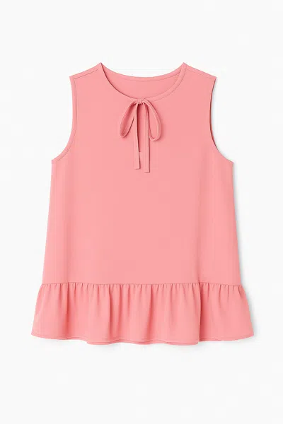 Conquista Women's Pink / Purple  Pink Sleeveless Summer Top With A Wide Double Layer Frill.