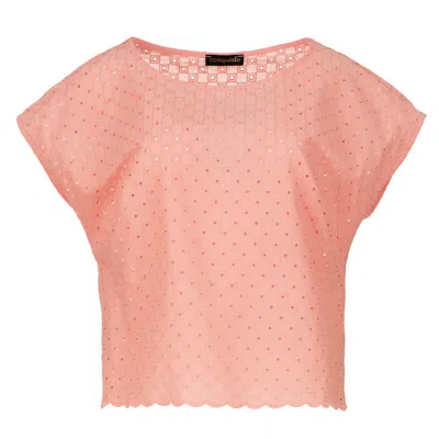 Conquista Women's Pink / Purple Coral Sleeveless Embroidered Top In Pink/purple