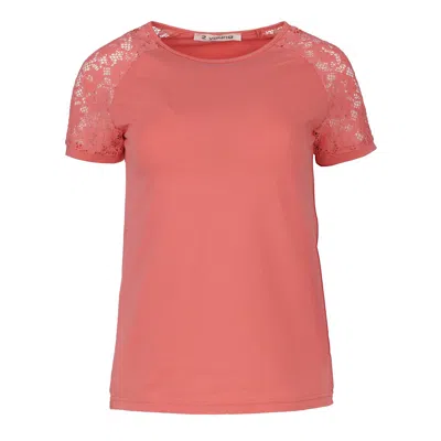 Conquista Women's Pink / Purple Coral Top With Short Lace Sleeves In Pink/purple