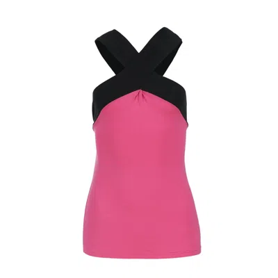 Conquista Women's Pink / Purple Cross-strap Micromodal Fitted Top In Pink/purple