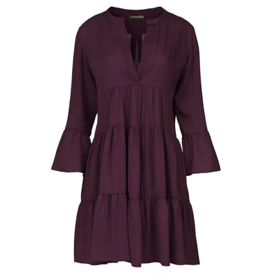 Conquista Women's Pink / Purple Dark Burgundy Tencel Gathered Seams Dress In Pink/purple