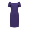 CONQUISTA WOMEN'S PINK / PURPLE DEEP PURPLE OFF-SHOULDER FITTED DRESS