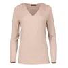CONQUISTA WOMEN'S PINK / PURPLE DUSTY PINK JERSEY V NECK TOP