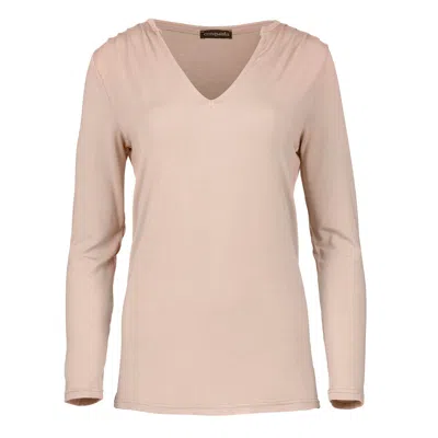 Conquista Women's Pink / Purple Dusty Pink Jersey V Neck Top In Pink/purple